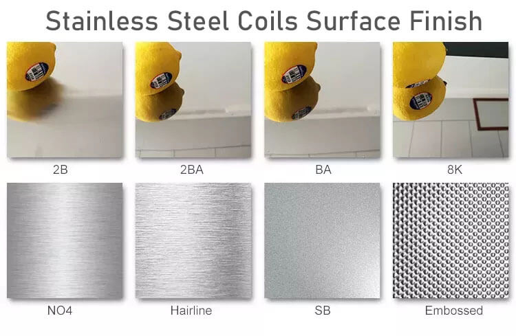 finition de surface des bobines en acier inoxydable