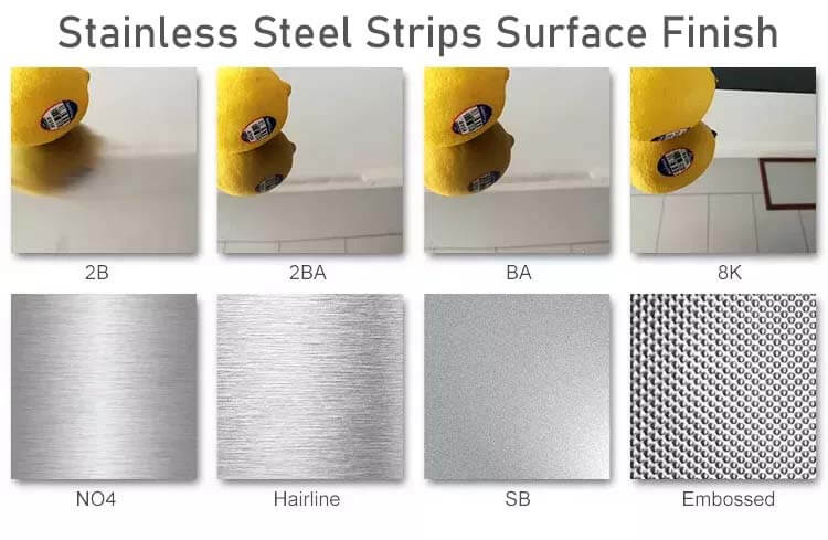 stainless steel strips coils surface finish